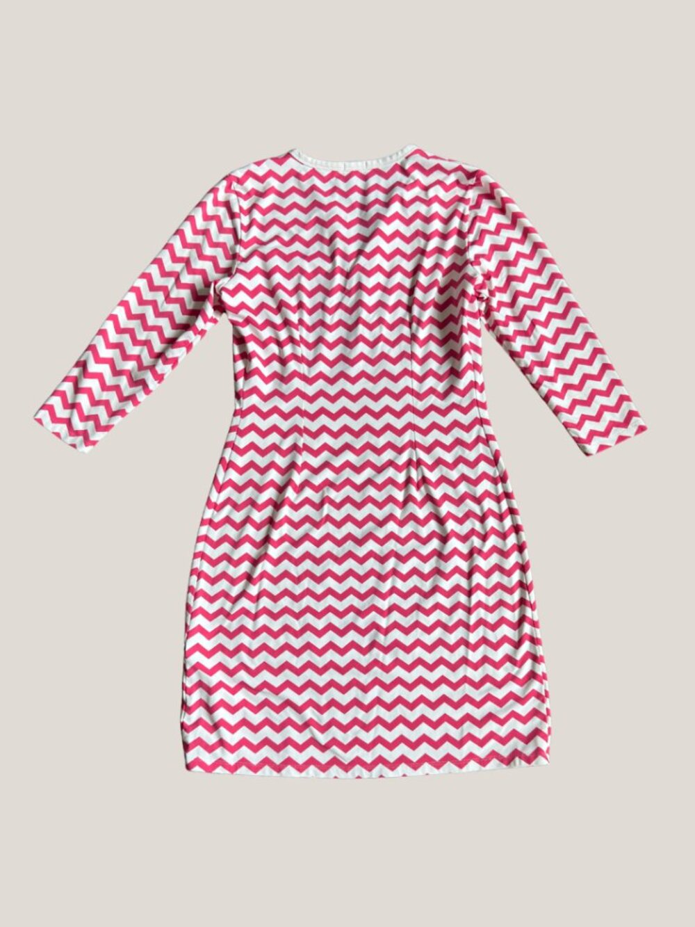 J. McLaughlin Pink Chevron Print Catalina Cloth Henley Shift Dress 3/4 Sleeve - Picture 3 of 11